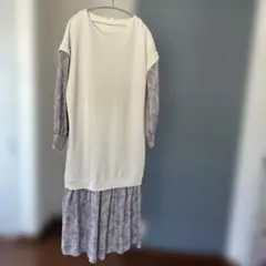 BEAMS HEART ワンピース　白×紫