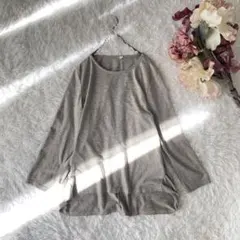 Cheerfully ソフトニット長袖カットソー（3L）　大きいサイズ　グレー系