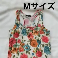 肌着　タンクトップ　花柄 レーサーバック ラインストーン　レディース　Mサイズのサムネイル