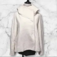【希少美品】アクアバイル　ホワイト　ハイネック　フーディーコート　カシミヤ混のサムネイル