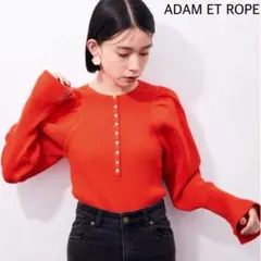 【ADAM ET ROPE】ボリュームスリーブ2WAYリブニットプルオーバー