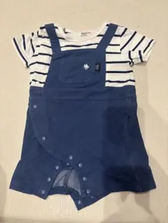 POLO Baby ネイビー ストライプロンパース 70cm