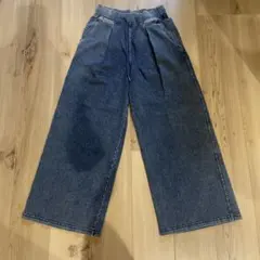 GU ワイドパンツ デニム ウエストゴム S