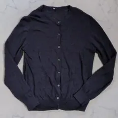 無印良品　麻　リネン100%　薄手カーディガン 長袖　紺色　ネイビー　L