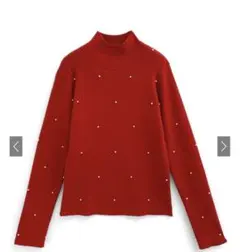 ハイネックパールリブニットトップス　fo2054 グレイル　クリスマス　パール