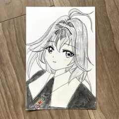 手描きイラスト 森亜るるか キュアアルカナシャドウ ファンアート 色紙
