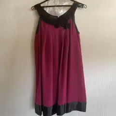 ワインレッド フラワーモチーフ パーティードレス　結婚式