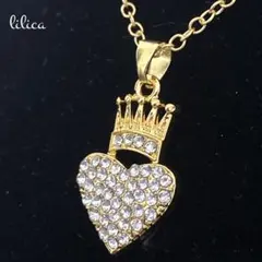 残り僅か！王冠ハート ネックレス クラウン ゴールド プレゼント