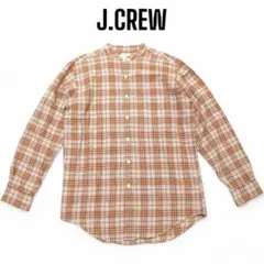 J.CREW 90s 巨人タグ リネン混チェックシャツ S ジェイクルー 麻 茶