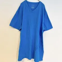 APT.9 XL 青 Vネック Tシャツ シンプル カラー カジュアル 半袖
