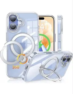 iPhone 17 用 ケースMagSafe対応・最新型360°定点回転スタンド