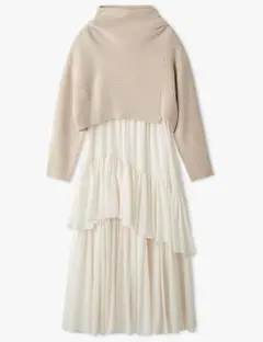 snidelアシメリブニットコンビワンピース