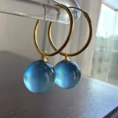 ⭐︎【高級】天然 アクアマリン ピアス s925 12.5mm