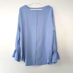 ライトブルー フレアスリーブ シャツ