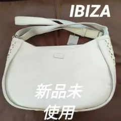 【新品】IBIZAアイボリー 編み込みデザイン ショルダーバッグ