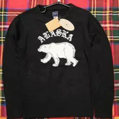 ♥新品タグ付❗️Alaska【白熊柄】ベア◆ 黒◆ニット/セーター◆M