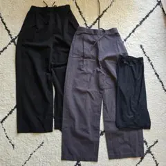 antiqua 育てるリネンストレートパンツ2本セット