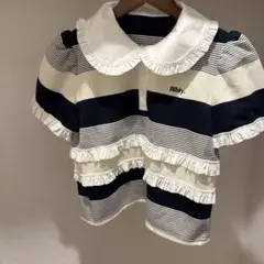 【新品未使用】Bibiy. JAMIE FRILL TOP ボーダー　トップスのサムネイル