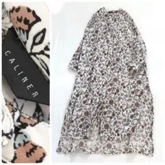 CALINER カリネ ✣☼゜花柄プリント ロングスリットワンピース　インド綿