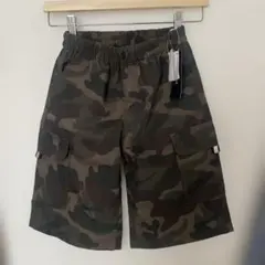 しまむら カーキ迷彩柄カーゴハーフパンツ キッズ160
