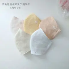 SALE 子供用 高学年 立体マスク 5枚セット 女の子♪ドット柄 綿レース