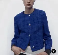 ZARA ツイードジャケット ブルー