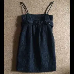 ☆ジルスチュアート/薔薇ベルト付ジャガード織ワンピース/黒フォーマル結婚式