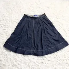 【美品】バーバリーブルーレーベル　デニムフレアスカート　ノバチェック　ホースロゴのサムネイル