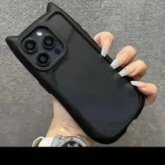 【新品】iPhone14Proケース 猫耳 クリア ブラック 耐衝撃 かわいい