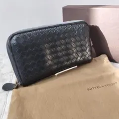 【美品✨️】BOTTEGA VENETA レザー 編イントレチャート長財布
