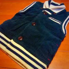 100 ナチュラルブー ベスト リバーシブル ネイビー S100-110