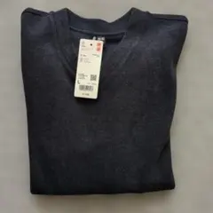 ソフトニットフリース　VネックT ネイビー