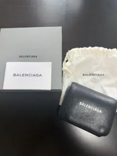 BALENCIAGA ブラック レザー 三つ折り財布