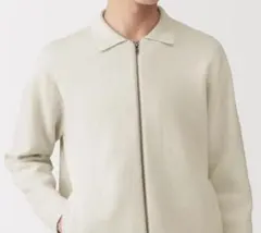 MUJILabo 紳士 コットンミラノリブ襟付きジップカーディガン