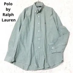 ポロバイラルフローレン　長袖シャツ　トップス　ギンガムチェック　ロゴ　刺繍