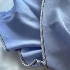 濃い方★幅広いです！★シャンブレーリネン生地麻100% ブルー