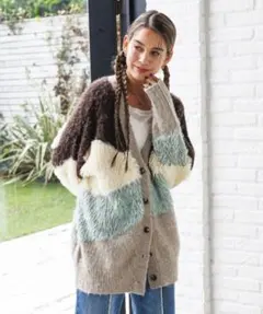 BAYFLOW カラーブロック 長袖カーディガン