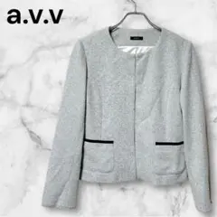 『a.v.v』 アーヴェヴェ (L)/ レディース ノーカラーツイードジャケット