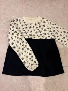 裏起毛　花柄長袖カットソー 130cm アイボリー