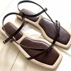 【美品】RANDA ストラップ　フラット　サンダル　ブラウン　Lサイズのサムネイル
