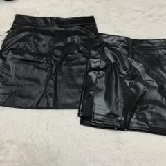 新品未使用　ブラック合成皮革タイトミニスカート　2枚セット