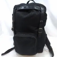 サンローラン リュックサック レザー×キャンバス 大容量 黒 YSL総柄