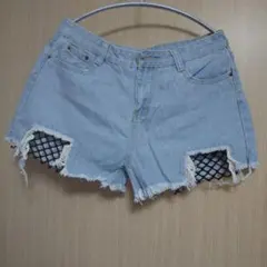 新品　未使用　ライトブルー メッシュインサート ショートパンツ