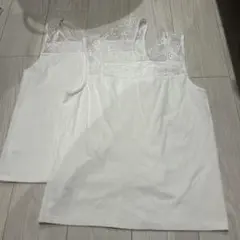 レース付きホワイトキャミソール XL 2枚セット