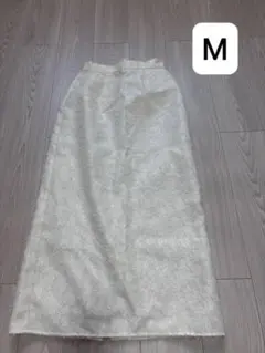 ロングスカート スカート 白 ロング ホワイト　冬　レース　スカート　白スカート