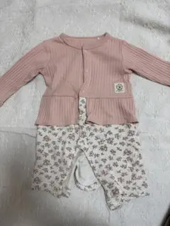 ピンク花柄ロンパース 60-70cm