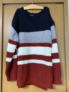 INGNI ボーダーVネックニット