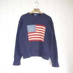 90s Polo by Ralph Lauren 星条旗　ハンドニットセーター