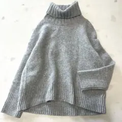 ギャルリーヴィー タートルネックニット ファインウール　グレー S
