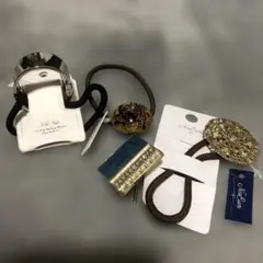 ヘアゴム　ヘアアクセシルバーゴールド4点セット